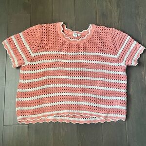 GAP Pink and Cream Knit Sweater